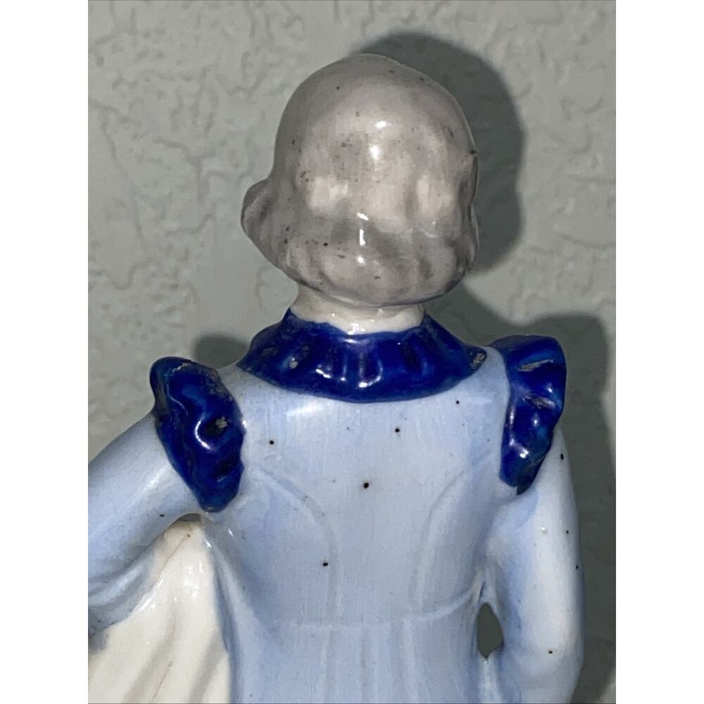 VTG Occupied Japan Blue Delft Victorian Colonial Courting Couple Man Woman 8” - Picture 8 of 9